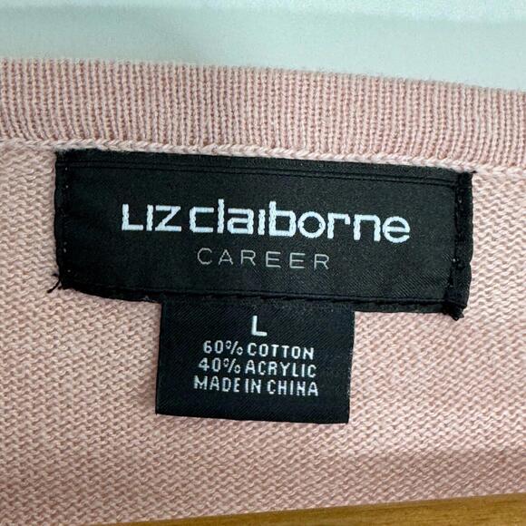 Liz Claiborne Career Women’s Size Large Solid Pink Bell Sleeve Sweater Knit Top - Picture 3 of 5